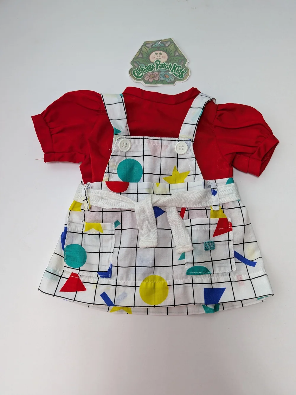 Cabbage Patch Kids Doll Overall Dress W/ Original Puff Sleeve Shirt 402-8 OK